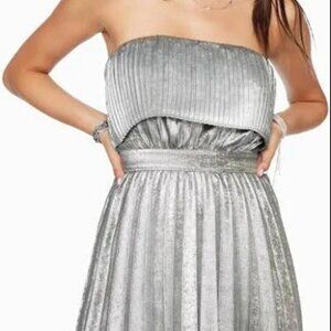 Ramy Brook Strapless Metallic Pleated Minidress